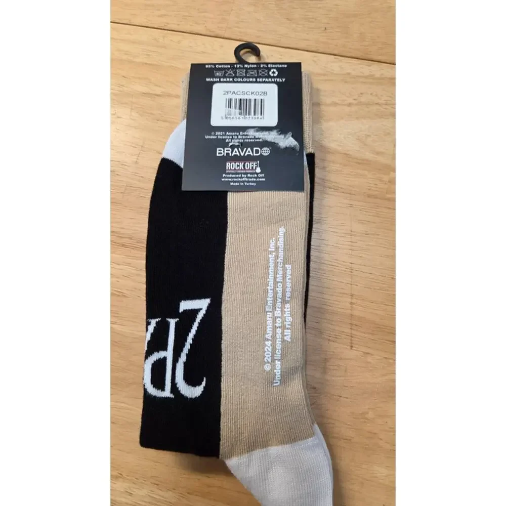 2Pac Rose Socks Official Licensed Bravado Tupac Crew Socks Men 7-11